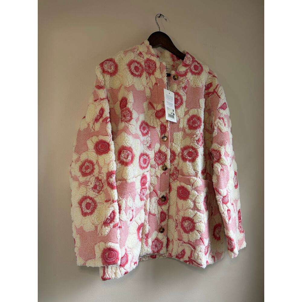 Sezane Nael Oversized Ecru Rosewood Jacket Coat French Casual Size 8 NWT - Picture 2 of 11